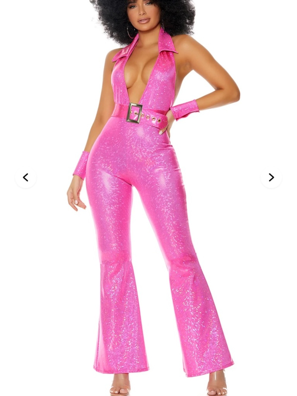 Hot Pink Sequin Halter Jumpsuit -NWT Size M/L